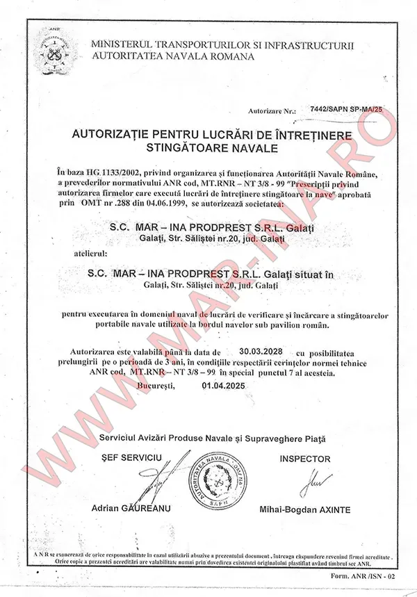 Material de prezentare Mar-Ina — Servicii pentru prevenirea și stingerea incendiilor, imaginea 3