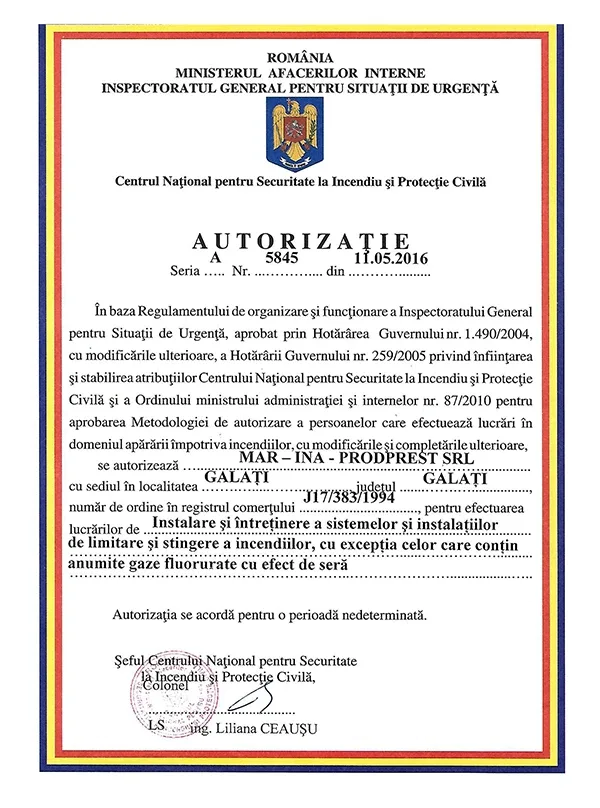 Material de prezentare Mar-Ina — Servicii pentru prevenirea și stingerea incendiilor, imaginea 4