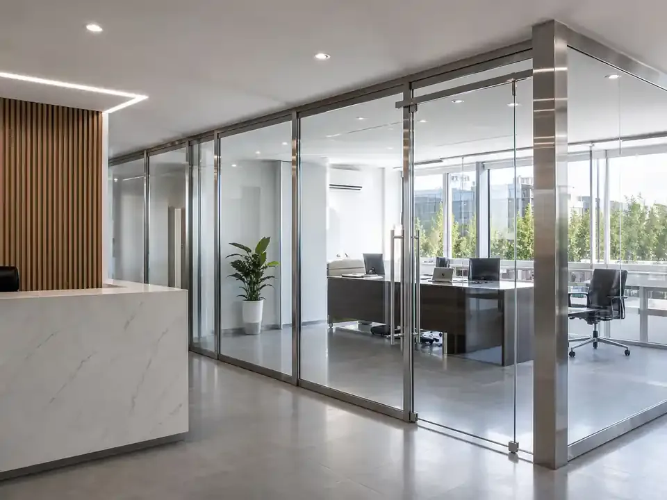 Pereți despărțitori din inox — material de prezentare Real Inox