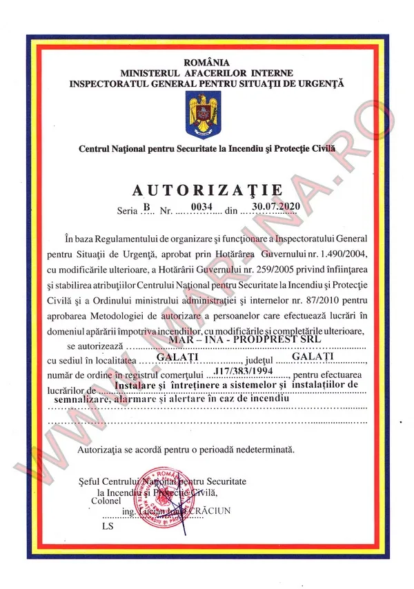 Material de prezentare Mar-Ina — Servicii pentru prevenirea și stingerea incendiilor, imaginea 5