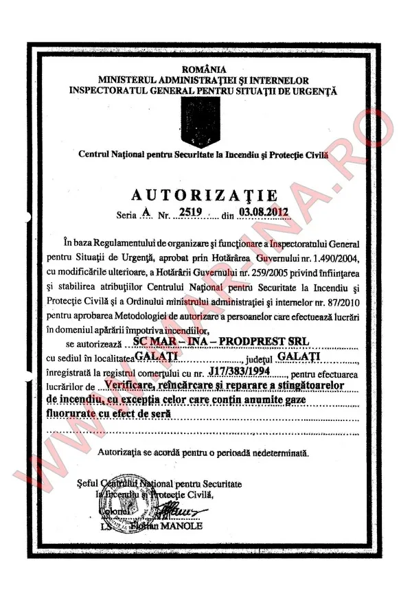 Material de prezentare Mar-Ina — Servicii pentru prevenirea și stingerea incendiilor, imaginea 2